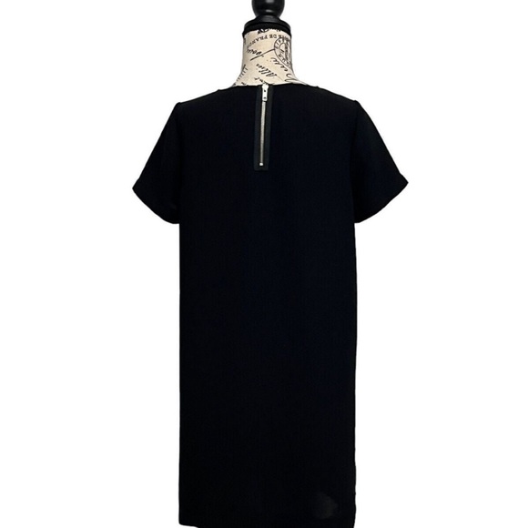 JCrew Black Dress with  Leather Pocket Tee Dress Mini Shift Mini Grunge C9033 S - Picture 5 of 11